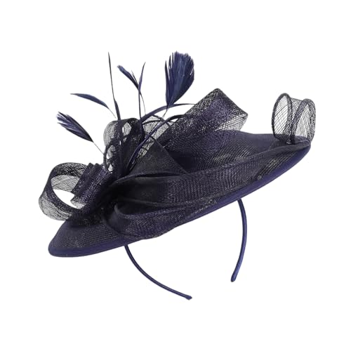 Zarter Derby-Kopfschmuck aus Netzstoff mit abnehmbarem Stirnband, gefiedert und Clip-Design, Haarschmuck für Teepartys, Brautveranstaltungen, Clip-On-Fascinator mit Stirnbändern von Pocoiau