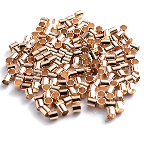 100 Stück 2 mm Schmuck-Crimps, Röhren, Perlen, Ohrringe, Bastelset (Roségold) von Poetic Dove