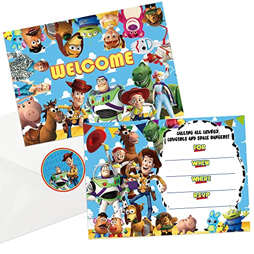 Poewodgs 20 Toy Story Einladungskarten Junge Einladungskarten Partyzubehör Geburtstagseinladungen mit Umschlägen von Poewodgs