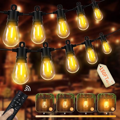 Pogestrand 45M/150FT LED Lichterkette Außen mit Fernsteuerung, S14 Outdoor Lichterkette mit 45+2 IP65 Wasserdicht Lichterkette Glühbirnen, Garten Lichterkette für Terrasse Balkon Hof, Warmweiß 2700K Pogestrand 45M/150FT LED Lichterkette Außen mit Fernsteuerung, S14 Outdoor Lichterkette mit 45+2 IP65 Wasserdicht Lichterkette Glühbirnen, Garten Lichterkette für Terrasse Balkon Hof, Warmweiß 2700K von Pogestrand