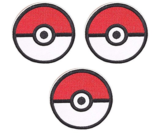 Pokeball-Aufnäher, bestickt, 7,6 cm hoch, 3 Stück von Pokémon