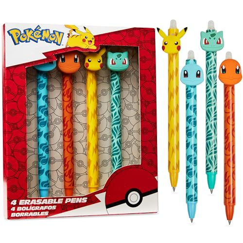 Pokemon Radierbarer Kugelschreiber Kinder 4er Stifte Set Blaue Tinte Pikachu Tintenroller mit Radiergummi Schule Geschenke für Jungs und Mädchen Pokemon Radierbarer Kugelschreiber Kinder 4er Stifte Set Blaue Tinte Pikachu Tintenroller mit Radiergummi Schule Geschenke für Jungs und Mädchen von Pokemon