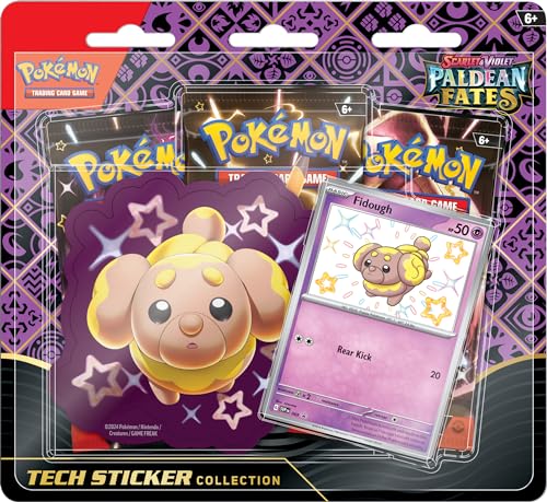 Pokémon TCG: Scarlet & Violet – Paldean Fates Tech Sticker Collection – Fidough (1 Folien-Promo-Karte & 3 Booster-Packs) von Pokémon