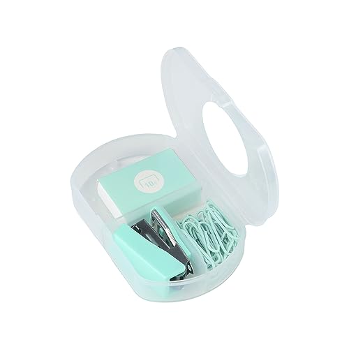 Mini-Morandi-Heftgerät-Set mit Heftklammern, rutschfest, Heftklammern, Büroklammern, Binder-Clips für Akten, Papiere, Bücher, Zuhause, Büro, Schulbedarf (grün) von Pokinge