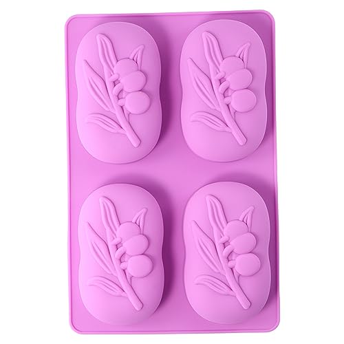 Silikon-Seifenform mit 4 Mulden, oval, Olivenbaum, Backformen, Seifenherstellung, für selbstgemachte Seife, Lotion, Bar, Badezubehör von Pokinge