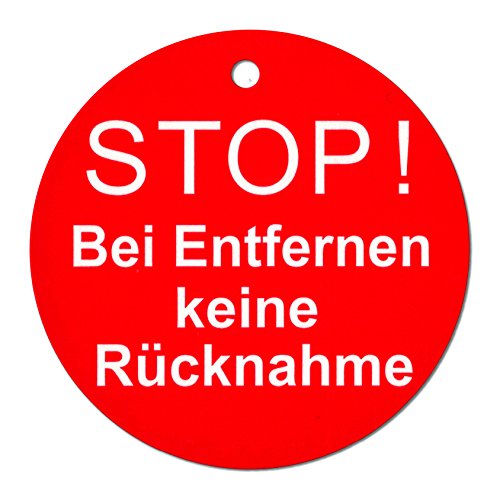 100 Etiketten 50mm "STOP !" zur Sicherung von Textilien bei Kundenauswahlen und im Online Handel [A-STOP] von Pokornys