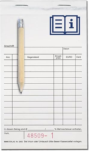 POKORNYS – Kassenblöcke 30x Quittungsblock mit Durchschlag, Stift & Gebrauchsanweisung I selbstdurchschreibend I 10x15 cm I Je Block 100 Blatt (50x Original & 50x Durchschlag) I fortlaufend nummeriert von Pokornys