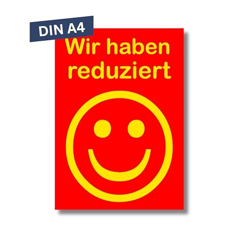 Pokornys – 10x DIN A4 Werbeplakat “Wir haben reduziert” als Kundenstopper für diverse Ladengeschäfte I Werbeschild/Aufsteller für Aktionsartikel & reduzierte Ware I Rabatt Plakat in Rot/Gelb von Pokornys