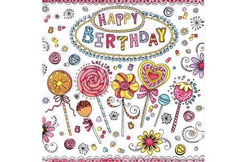20 Servietten Geburtstagslutscher, Mädchen, Süßigkeiten, Perfekt für Partys, Mädchen Geburtstage, Feiern, Kinderparty Tischdeko Papierservietten 33x33 cm 20 Servietten Geburtstagslutscher, Mädchen, Süßigkeiten, Perfekt für Partys, Mädchen Geburtstage, Feiern, Kinderparty Tischdeko Papierservietten 33x33 cm von Pol Mak