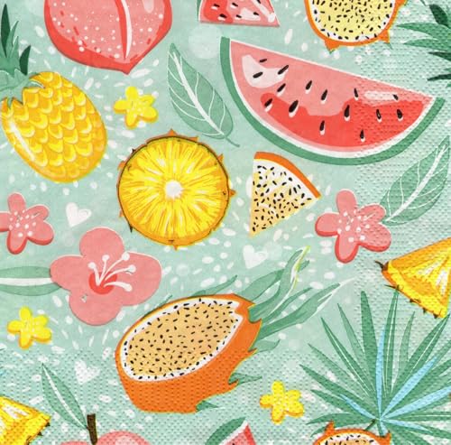 20 Servietten mit exotischen tropischen Früchten – Ananas, Wassermelone, Orange. Sommerfrüchte-Servietten, Tischdeko, Decoupage, 33 x 33 cm. 20 Servietten mit exotischen tropischen Früchten – Ananas, Wassermelone, Orange. Sommerfrüchte-Servietten, Tischdeko, Decoupage, 33 x 33 cm. von Pol-Mak