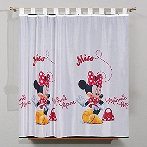 Voile-Vorhang, Minnie Mouse, mit Schlaufen, 2 x 75 cm, 200 Stück von Poland