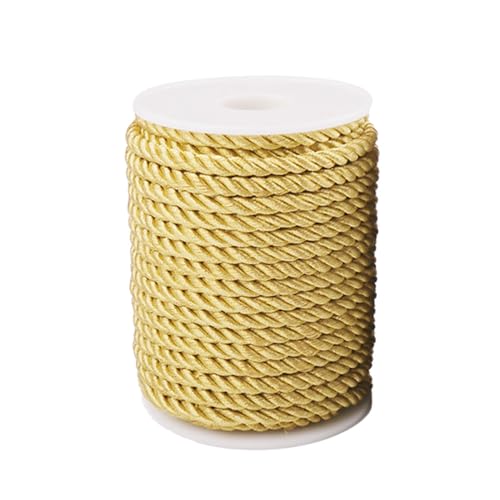 6mm Dekorative Twisted-Schnur, Gedrehte Kordel Gold, 3-Lagiges Polyester-Schnurseil, Weiches Bastelseil für Wohnkultur DIY Handwerk Vorhang Krawatte Ehre Cord Geschenk Taschen 6mm Dekorative Twisted-Schnur, Gedrehte Kordel Gold, 3-Lagiges Polyester-Schnurseil, Weiches Bastelseil für Wohnkultur DIY Handwerk Vorhang Krawatte Ehre Cord Geschenk Taschen von Polartreehome