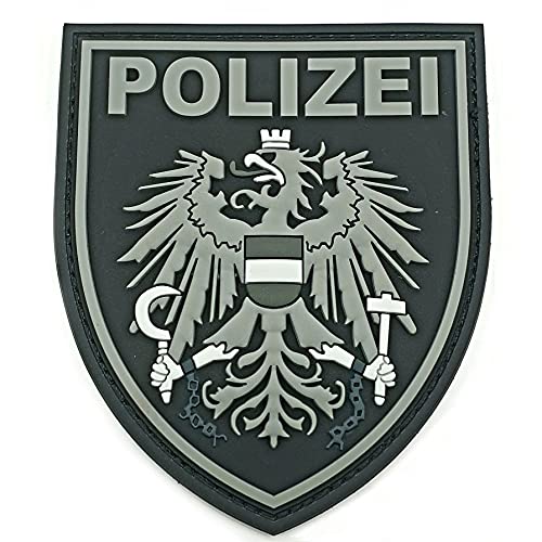 Polizeimemesshop - Polizei Österreich Black Ops Patch - Austria - Rubber - PVC - Gummi - Klettpatch - Police - Wappen von POLIZEIMEMESSHOP