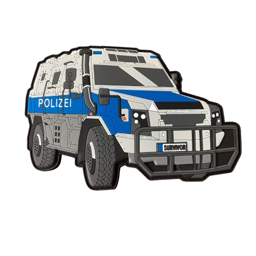 Polizeimemesshop Survivor XL PVC Rubber Patch mit Klett - Polizei - Einsatzfahrzeug von Polizeimemesshop