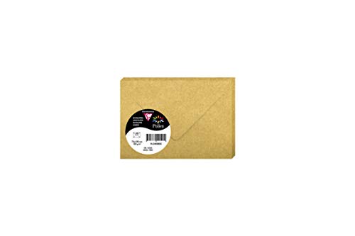 Clairefontaine 54080C - Packung mit 20 Umschlägen Pollen 7,5x10 cm, 120g, gefüttert, ideal für Einladungen und Korrespondenz, Premium glattes Papier, Gold, 1 Pack von Clairefontaine