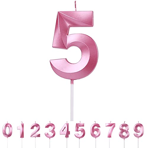 Polly Online 3D-Geburtstagszahlkerzen 0-9 Geburtstagskerzen Pink Glitter Big Number Candles Dekoration für Geburtstag, Jahrestag, Hochzeitsfeier, Abschlussfeier von Polly Online