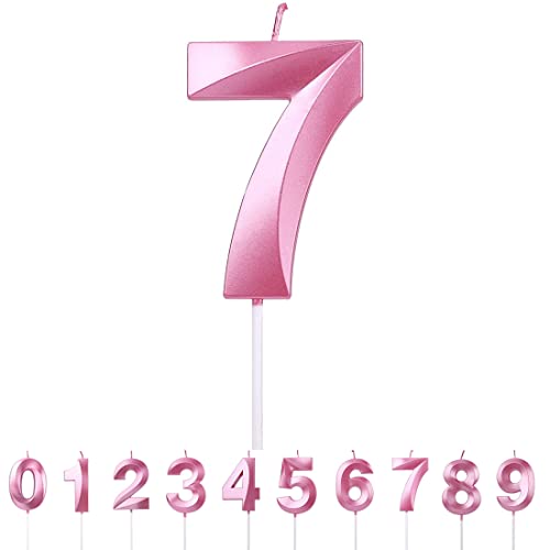 Polly Online 3D-Geburtstagszahlkerzen 0-9 Geburtstagskerzen Pink Glitter Big Number Candles Dekoration für Geburtstag, Jahrestag, Hochzeitsfeier, Abschlussfeier von Polly Online