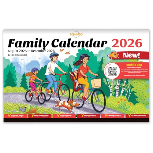 POMANGO Familienkalender 2026 Englisch | 17 Monate Familienplaner: August 2025 bis Dezember 2026 | 38,1 x 48,3 cm - Magnetstreifen - 600 Aufkleber - Notizblock - Edition 2025-26 mit mobiler App POMANGO Familienkalender 2026 Englisch | 17 Monate Familienplaner: August 2025 bis Dezember 2026 | 38,1 x 48,3 cm - Magnetstreifen - 600 Aufkleber - Notizblock - Edition 2025-26 mit mobiler App von Pomango