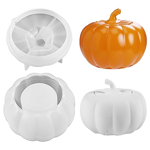 Kürbis-Silikon-Glasformen | Halloween-Kürbisform mit Deckel - Halloween-Kürbis-Epoxidharz-Gießformen, Kürbis-DIY-Gießform für Schmuck, Snack, von Pomrone