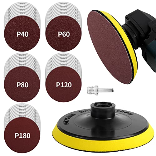 Pomsare Schleifscheiben Pad Kit Schleifteller 125mm Klett,50 Stück schleifpapier mit M14 Schleifpad und Schaft für Winkelschleifer Bohrschleifer, Körnung 10x 40/60/80/120/180 für Holz Metall Pomsare Schleifscheiben Pad Kit Schleifteller 125mm Klett,50 Stück schleifpapier mit M14 Schleifpad und Schaft für Winkelschleifer Bohrschleifer, Körnung 10x 40/60/80/120/180 für Holz Metall von Pomsare