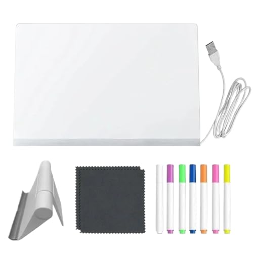 LED Zeichenbrett - Leuchtendes Acrylic Zeichenbrett Mit 7 Schnelltrocknenden Stiften - Leuchtende Schreibtafel Für Zuhause Kindergarten Vorschule Reisen Indoor von Pomurom