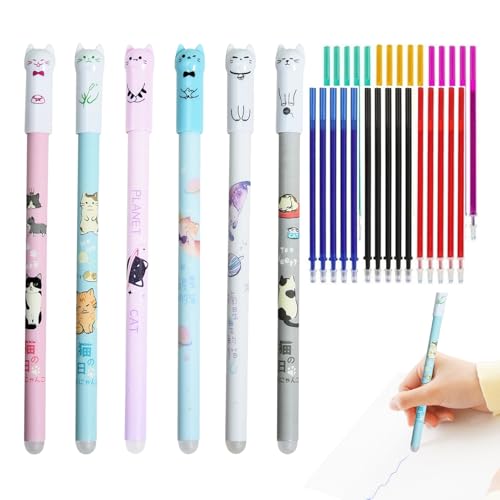 Löschbare Stifte, Tragbarer Signaturstift, 0,5 mm, Notizwerkzeug, Katzenmuster für Kinder, Lehrer, Studenten, Schule, Veranstaltungsplaner, Büro, Freiwillige Schriftsteller Löschbare Stifte, Tragbarer Signaturstift, 0,5 mm, Notizwerkzeug, Katzenmuster für Kinder, Lehrer, Studenten, Schule, Veranstaltungsplaner, Büro, Freiwillige Schriftsteller von Pomurom