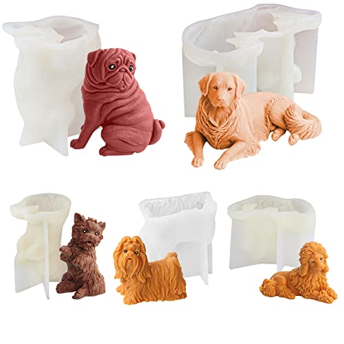 Pomurom Silikonform Kerzen, 3D Hund Tiere Kerze Kerzenform Silikon, DIY Kerzengießform, Wachsformen Silikon für die Herstellung von Duftkerze Kerzen Fondant-Kuchen Epoxidharz Haus Dekoration von Pomurom