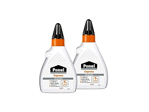 Ponal Express Holzleim, transparent und schnell trocknender Holzkleber für vielseitige Verleimungs- & Bastelarbeiten, wasserfester Leim in praktischer Flasche, 2x225g von Ponal