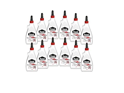 Ponal Fix & Fest Holzleim, sofort haftender Holzkleber für die Innenanwendung, gelartiger Kleber ideal für senkrechte Flächen, transparent trocknender Leim, 12 x 200g von Ponal