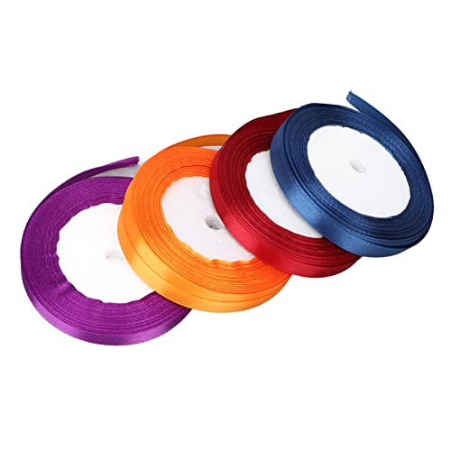 4pcs Satinband, Handwerkbänder, Dekorative Bänder, Wiederverwendbar, Zum Verpacken, Schokoladentaschen, Hochzeitsstrauß (10 Mm Breite, 22 M Länge Pro Stück) von Pongnas