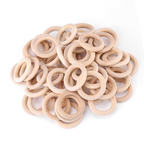 Holzringe Zum Handwerk, Holzringe für Handwerksholzringe für Handwerksschmuck, die Makrame -Lieferungen 50pcs Unfertiger Holzringe Holzringe für Handwerk Machen von Pongnas