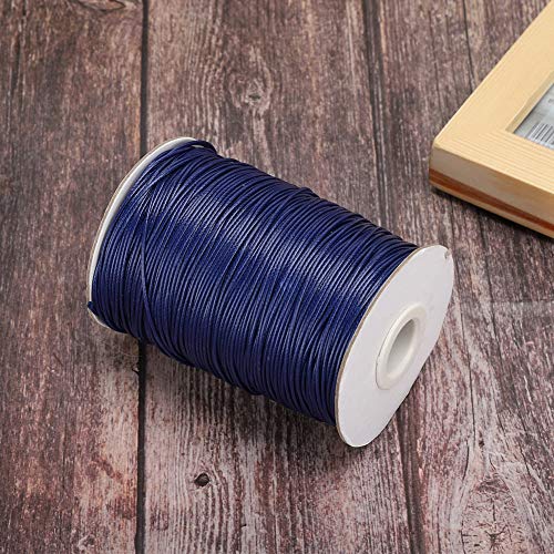 Pongnas 100 Yards Gewachertes Baumwollkabel, Farbwachslinie Umweltfreundlich Handgewebte Seil 160 M Wachs Linie DIY Halskette Baumwollfaden 1mm (26# Marineblau) von Pongnas