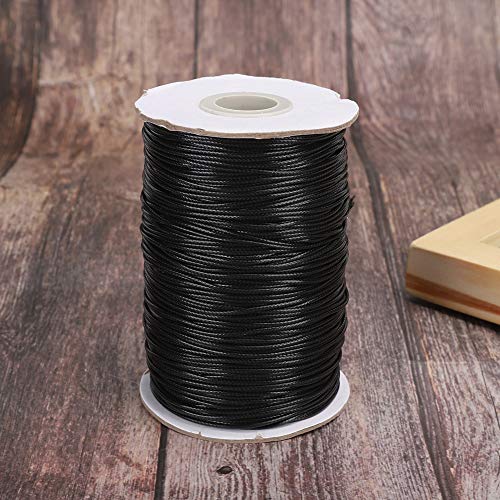 Pongnas 100 Yards Gewachertes Baumwollkabel, Farbwachslinie Umweltfreundlich Handgewebte Seil 160 M Wachs Linie DIY Halskette Baumwollfaden 1mm (BLACK) von Pongnas