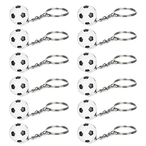Fußball-Schlüsselanhänger, Fußball-Schlüsselanhänger, Fußball-Schlüsselanhänger für Mädchen, Weiße Fußball-Schlüsselanhänger, 12 Stück Fußball-Schlüsselanhänger, von Pongnas
