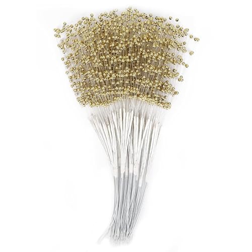 Pongnas Perlenstöcke, Schnur Perlenstangen ABS DIY Dekoration Accessoires 100pcs Perlen Sticks für Hochzeitsfeier Tragbar (Golden) von Pongnas