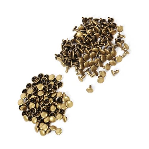 Pongnas Spikes, Punkzubehör Punk Studs Spike Dekoration 100 Sets 8 X 8 Mm Doppelkappe Nietebenen Dekoration (Bronze) von Pongnas
