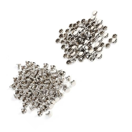Pongnas Spikes, Punkzubehör Punk Studs Spike Dekoration 100 Sets 8 X 8 Mm Doppelkappe Nietebenen Dekoration (SILVER) von Pongnas