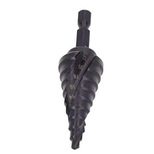 Pongnas Stiefmaschinenbohrer, Spiral Groove Stiefmaschinen -Bohrer HSS Stufe Drill Bit HSS Stufe Bohrer Bits Hex Shank Bohrmaschine für Metallblech Aluminium Holzlochbohrung (10 Schritte (4–22 mm)) von Pongnas