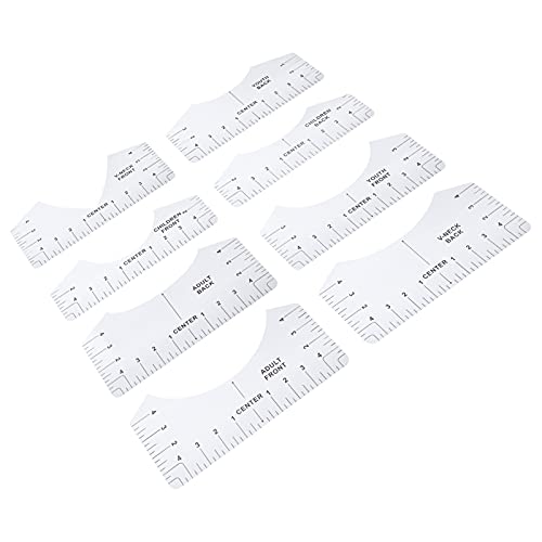 Pongnas T -Shirt Guide Lurer Lineal Alignment Tool Rundes Hals Kalibrieren Nähen Ausrichtung für Kleidungsdesign Haushalt PVC (Rundem Hals Lineal transparenter Stil) von Pongnas