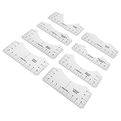 Pongnas T -Shirt Guide Lurer Lineal Alignment Tool Rundes Hals Kalibrieren Nähen Ausrichtung für Kleidungsdesign Haushalt PVC (Runder Hals Lineal Weißer Stil) von Pongnas