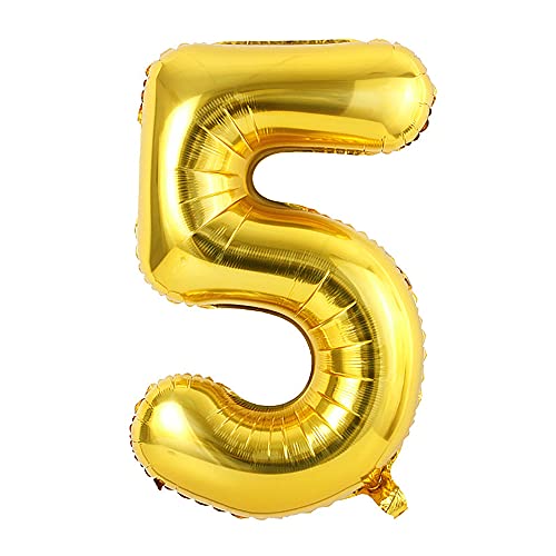 Ponmoo 34 Zoll Luftballon Zahl 5 Gold, 5 Zahlen, Luftballon Alter aufblasbar Geburtstag, Luftballons, Nummer 5, Gold Ponmoo 34 Zoll Luftballon Zahl 5 Gold, 5 Zahlen, Luftballon Alter aufblasbar Geburtstag, Luftballons, Nummer 5, Gold von Ponmoo