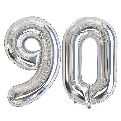 Ponmoo 86,4 cm große 90 Zahlenballons Silber, 0 bis 100 Luftballons Zahl, Nr. 90 Luftballons Geburtstag Party Dekoration Folie Zahl Alter Luftballons 90th Silber Ponmoo 86,4 cm große 90 Zahlenballons Silber, 0 bis 100 Luftballons Zahl, Nr. 90 Luftballons Geburtstag Party Dekoration Folie Zahl Alter Luftballons 90th Silber von Ponmoo