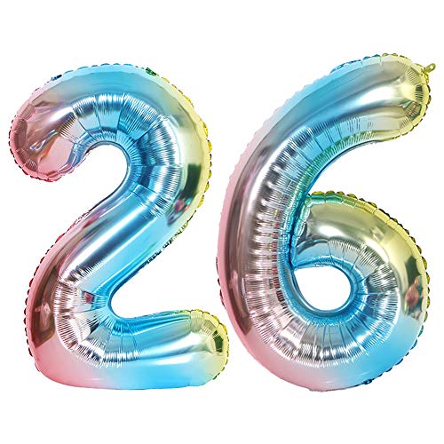 Ponmoo Blau Luftballon Zahlen 26/62. 0 bis 100 Riesige Folienballon Zahl Geburtstagsdeko, Deko zum Geburtstag Folienluftballons, Dekoration Birthday Zahlenballon - 34 Zoll von Ponmoo