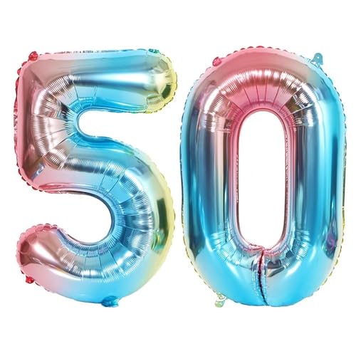 Ponmoo Blau Luftballon Zahlen 50. 0 bis 100 Riesige Folienballon Zahl Geburtstagsdeko - 34 Zoll von Ponmoo