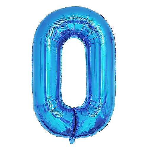 Ponmoo 40 Zoll Foil Luftballon Zahl 0 Blau (101cm), Aufblasbares Helium oder Luft, Riesige Folienballons Nummer 0-100, Große Ballons für Hochzeitstag und Geburtstagsparty Ballon Dekoration von Ponmoo