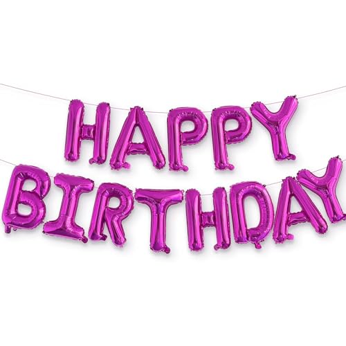 Ponmoo Folie Luftballons Happy Birthday Banner Kit - Pink, Happy Birthday Ballons Party Dekorationen, Geburtstagsparty Folienballons Gute zum Geburtstag für Erwachsene Kinder von Ponmoo