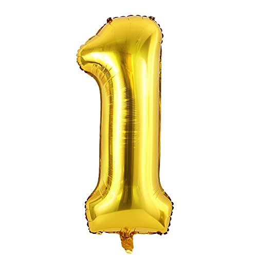 Ponmoo Golden 1 Luftballon Zahlen 1 Riesige Folienballon Zahl Geburtstagsdeko von Ponmoo