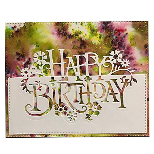 Ponnen Alles Gute zum Geburtstag Stanzbögen Stanzschablonen Scrapbooking Stanzmaschine Stanzformen für Scrapbooking Kartenbasteln Album Papier Dekor Silver von Ponnen