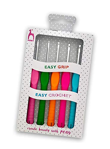 Pony Easy Grip, Easy Crochet, 5 Häkelnadel-Set 2,0-4,0 mm von Pony