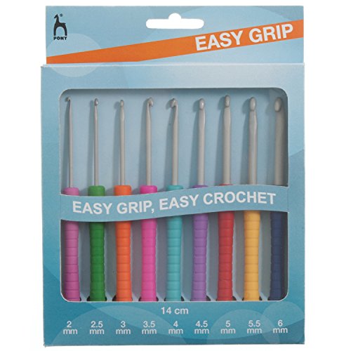 Pony Easy Grip Häkelnadel Set, Kunststoff, Mehrfarbig, 8 x 6 x 21.3 cm von Pony